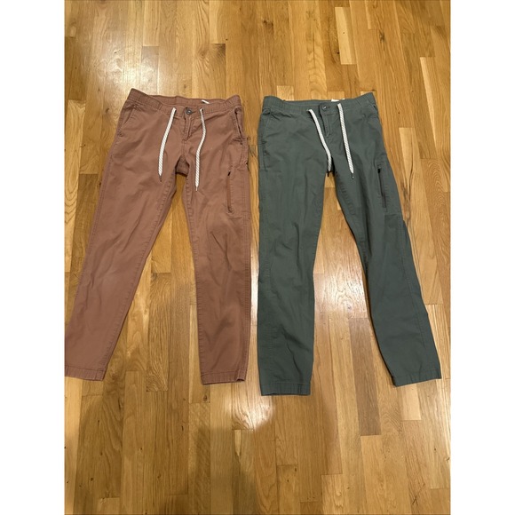 (2) Vuori Pants Women's S Green/clay Colors Ripstop Cargo Drawstring Stretch - Picture 1 of 10